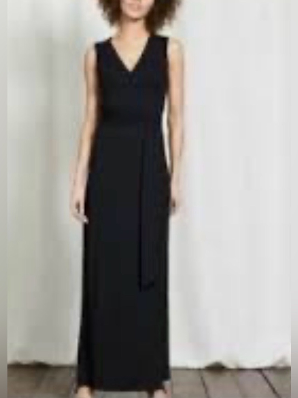 Boden - Classic Black Sleeveless V Neck Long Wrap Tie Maxi Dress Size 8 Long